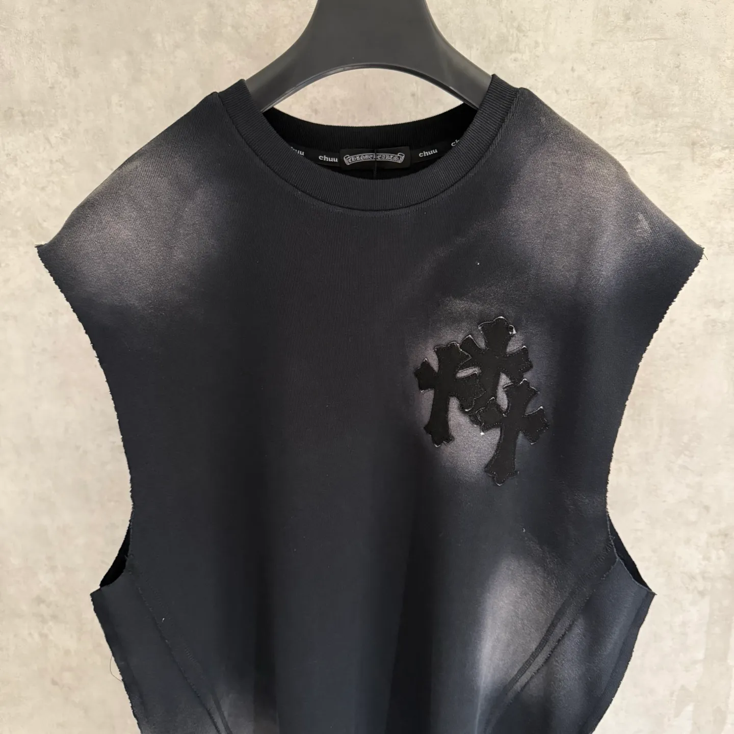 🅿️200 [Strict quality control] CH Crow Heart Sleeveless Round Neck T-shirt 320g heavy-duty composite fabric The upper body is wide and stylish Ice-feeling experience on the inside Waist side splicing tailoring Spray horse slip plus burning process The oversize version highlights the trendy design Size: L-4XL